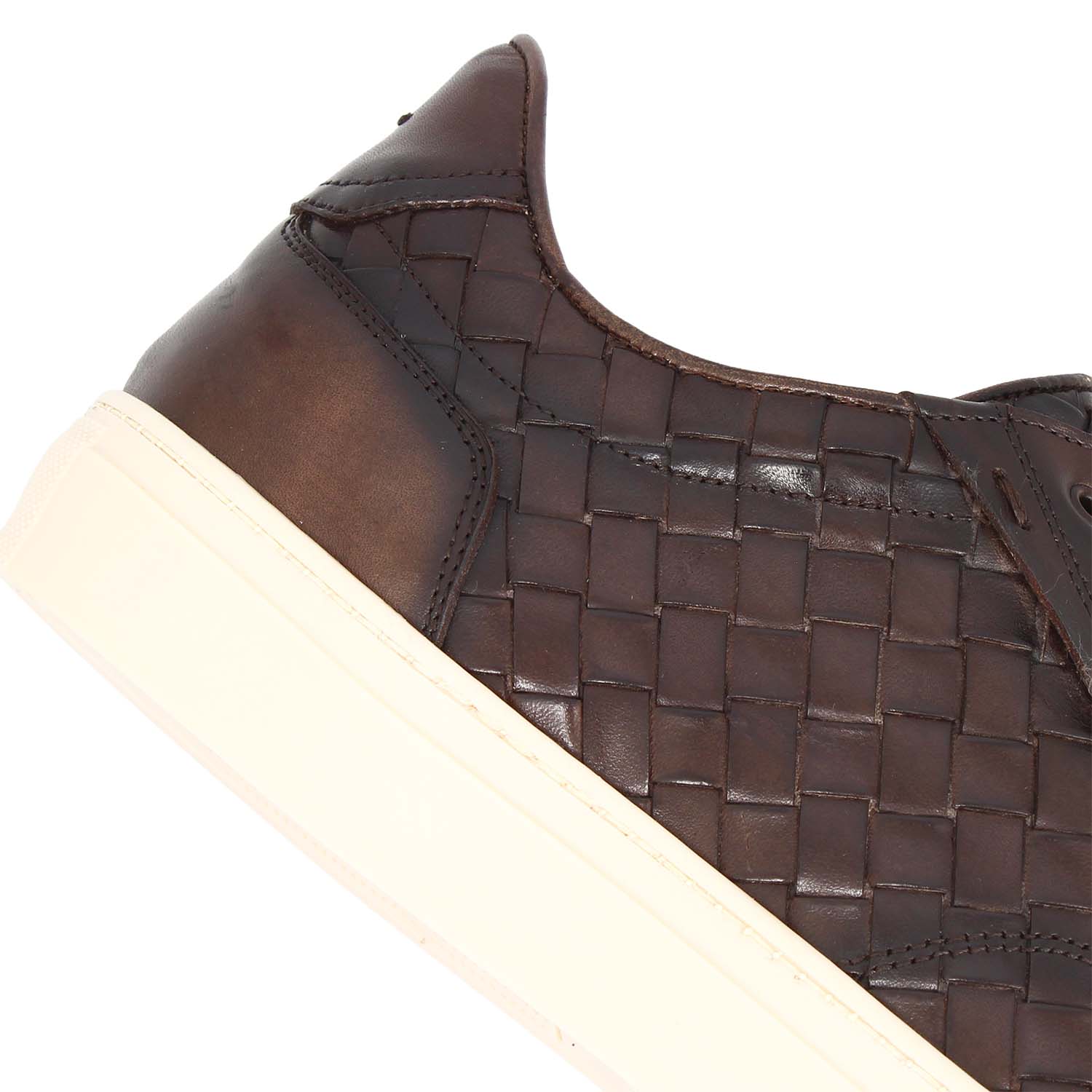 Leonardo Shoes Icaro sneakers uomo marrone pelle intrecciata