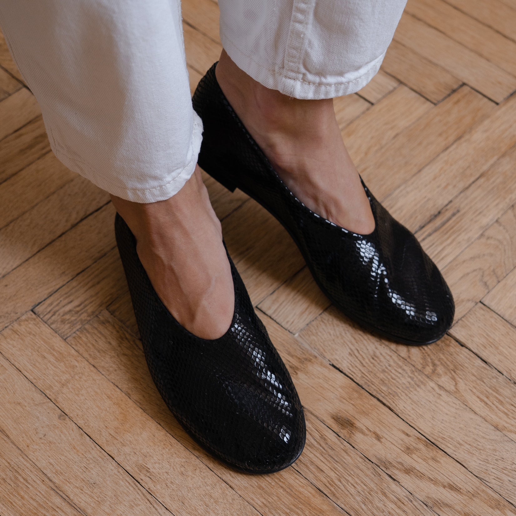 Ton Goût Lau ballerine nere 37 nappa serpente tacco 2cm