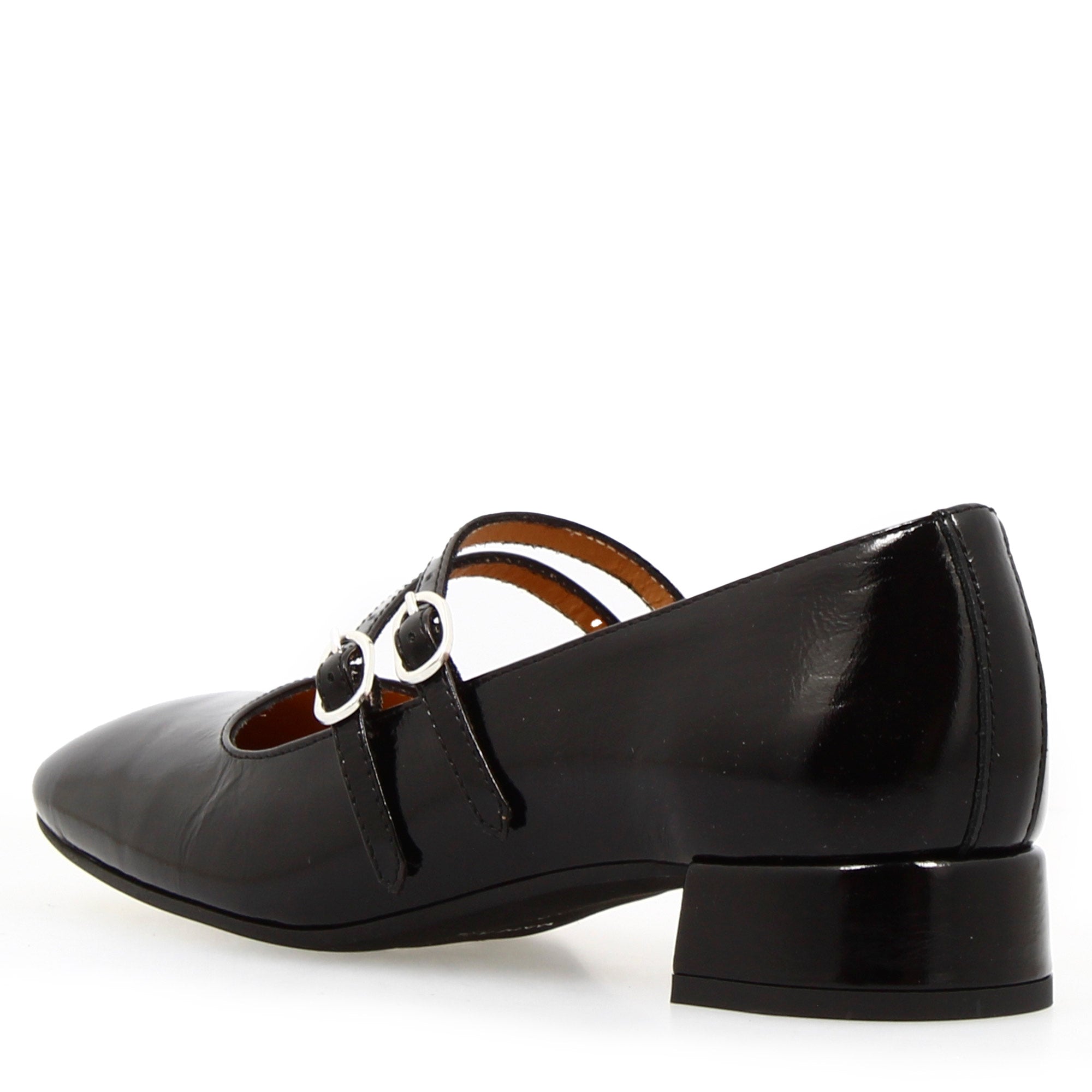 Leonardo Shoes Dalia mary jane pelle nera tacco 4 cm