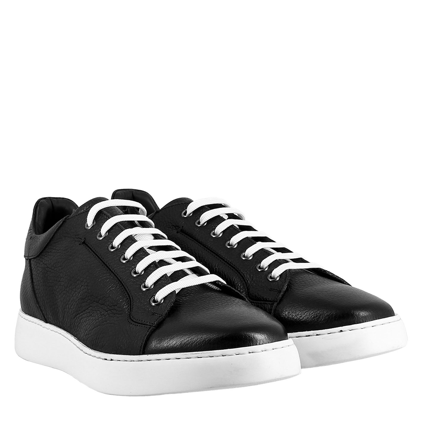 Leonardo Shoes Sneakers Uomo pelle liscia nero elegante