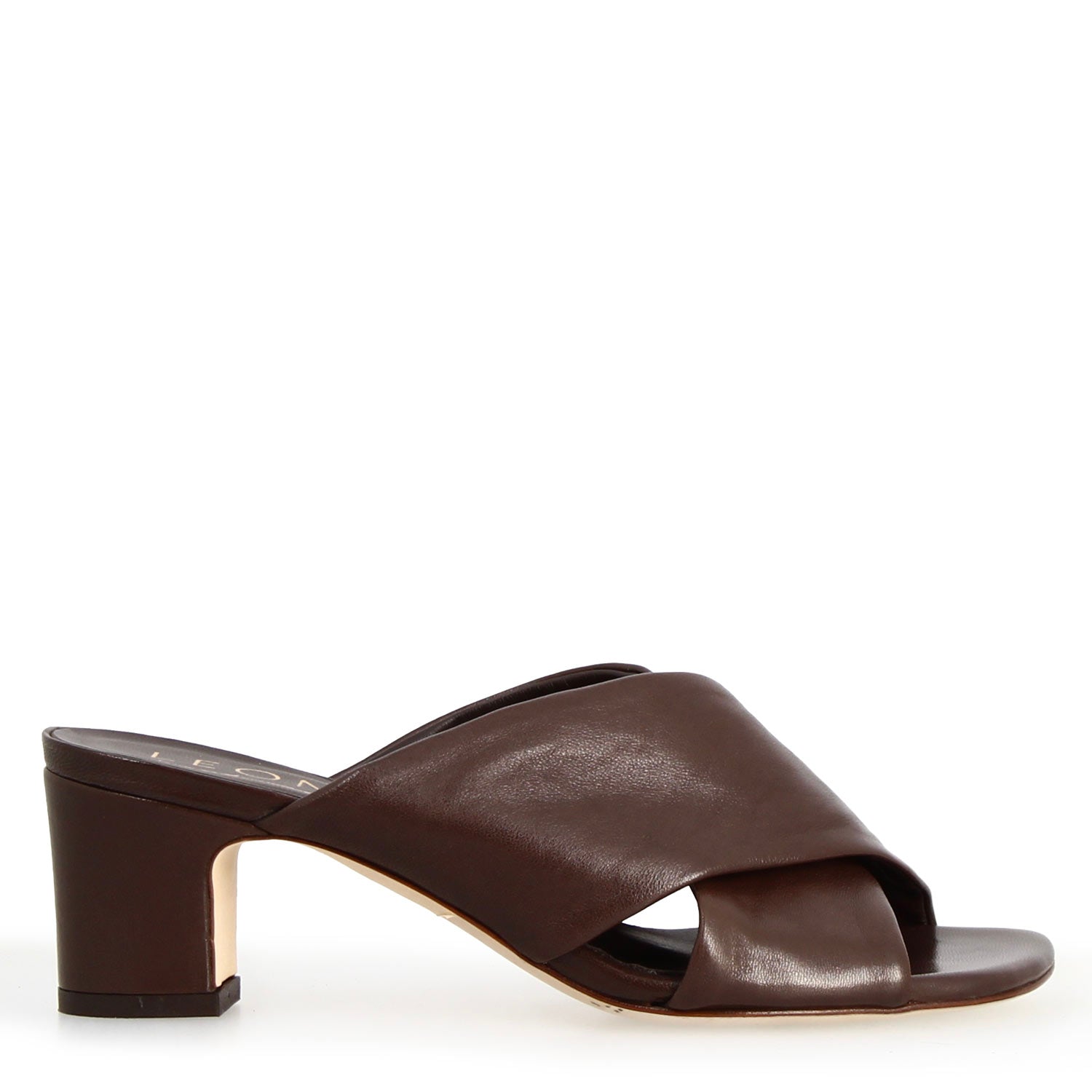 Leonardo Shoes Mules Donna Antiochia Mules Pelle Marrone Scuro