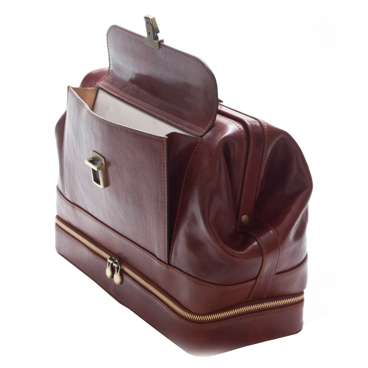 Leonardo Shoes Borsa Medico borsa uomo pelle marrone