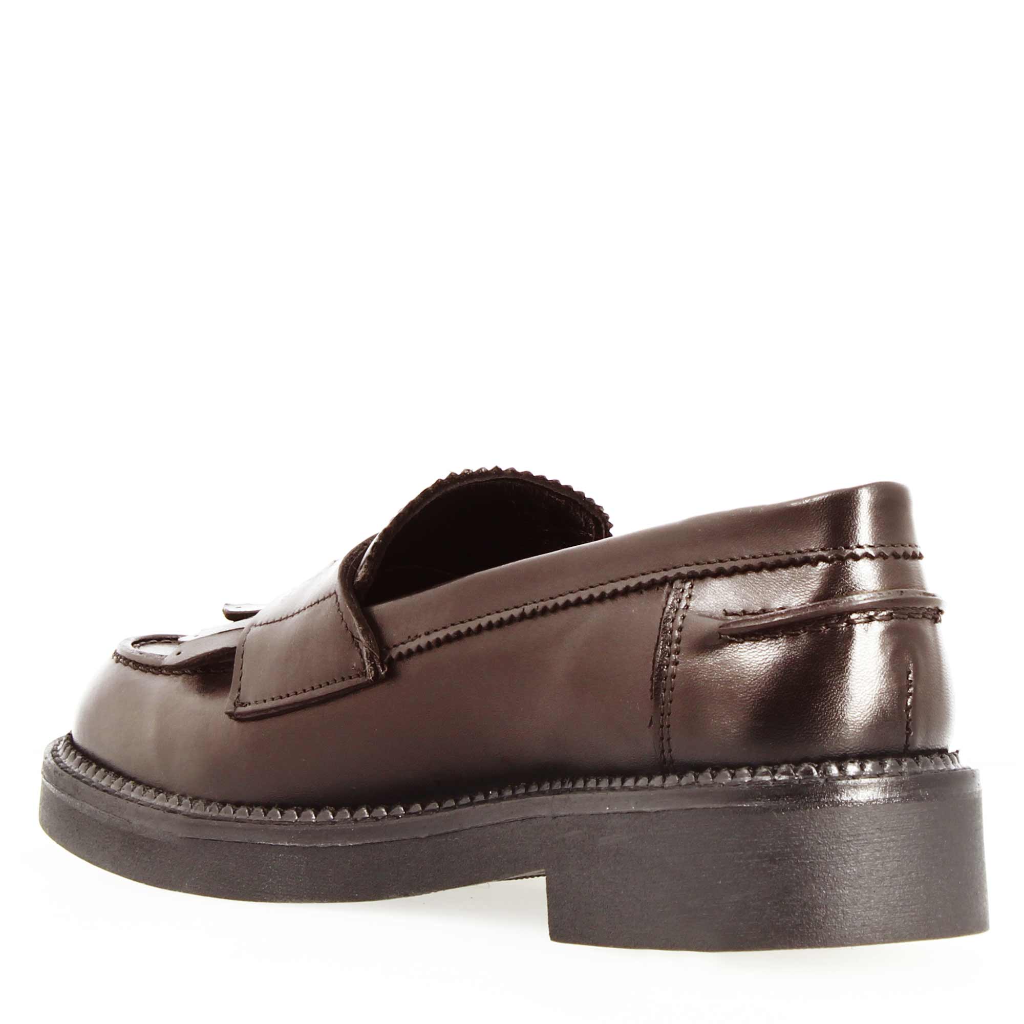 Leonardo Shoes Mocassino Domitilla22 Marrone Frange