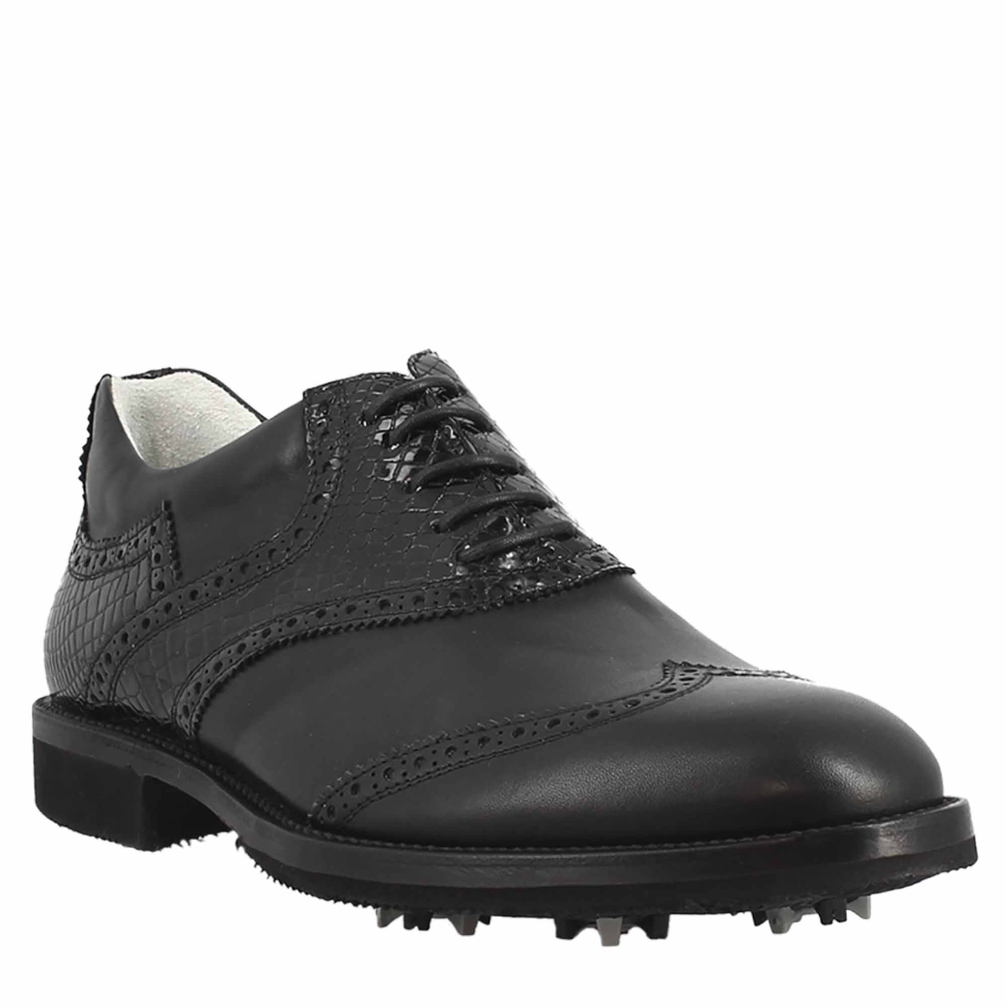 Leonardo Shoes Golf Calzature scarpe da golf pelle nero