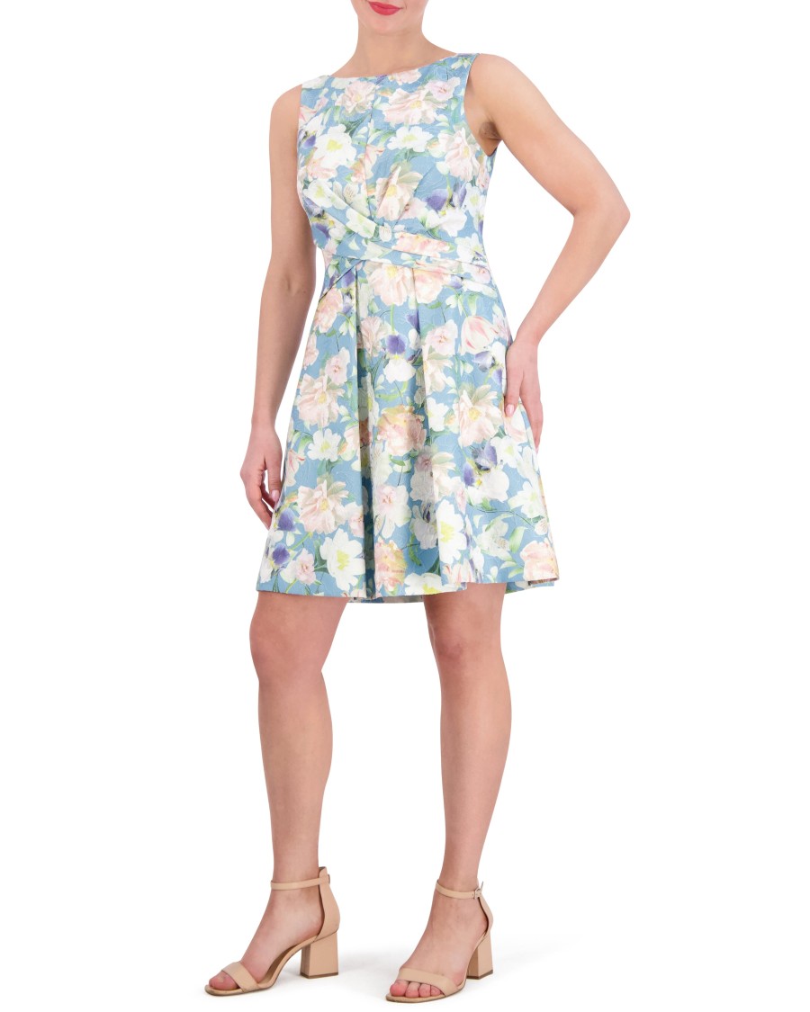 Vince Camuto abito jacquard floreale corpetto incrociato