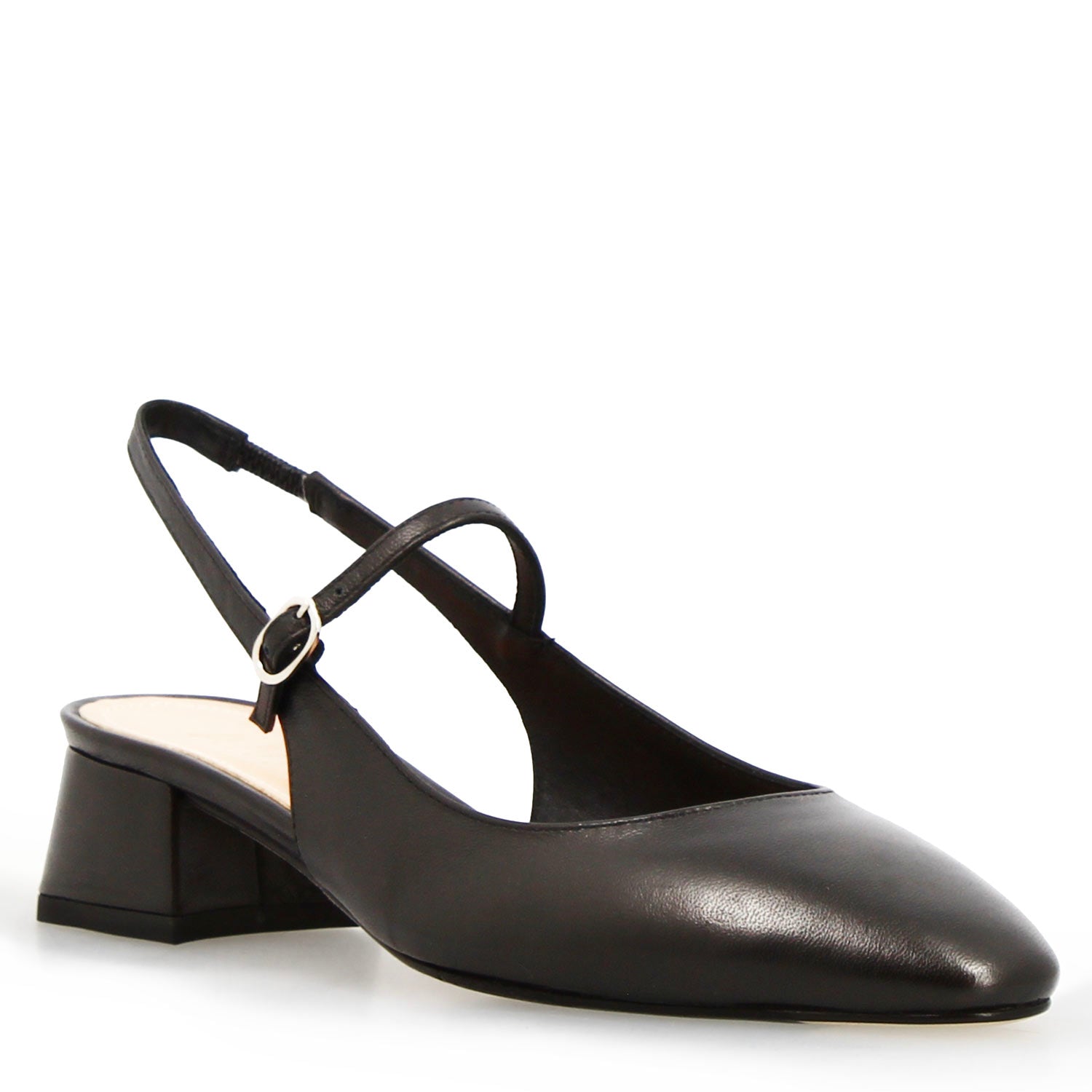 Leonardo Archita slingback pelle nero tacco 3 cm