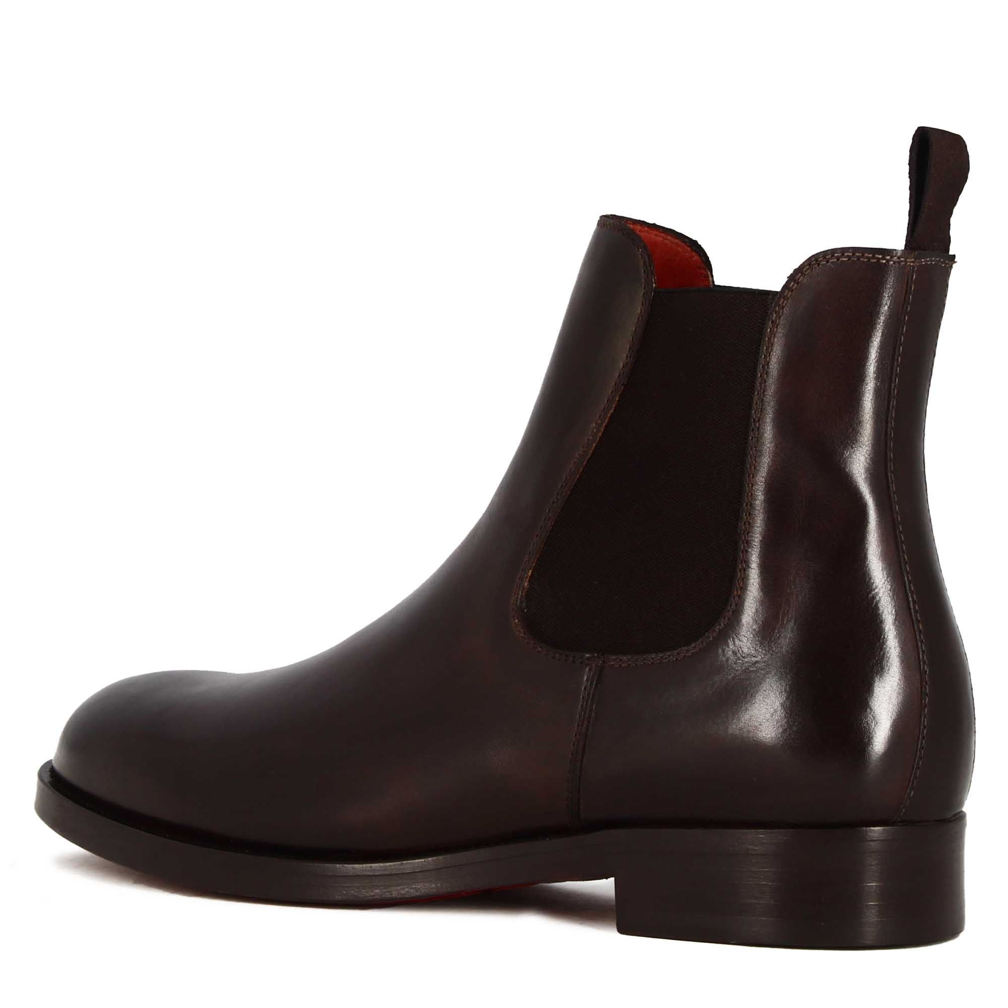 Leonardo Shoes chelsea stivaletti uomo marrone scuro