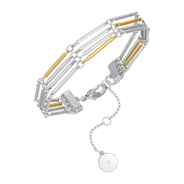 Vince Camuto Bracciale Multi Riga Bicolore Oro Argento