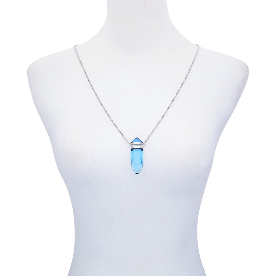 Vince Camuto Collana Lunga Argento Pietra Blu Cristallo