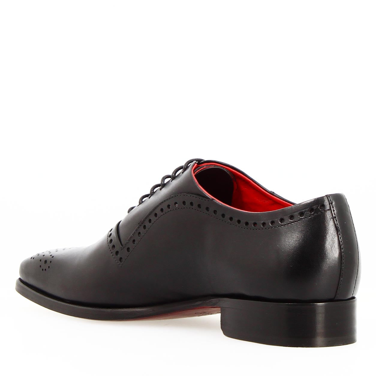 Leonardo Shoes Ettore Nero Oxford Pelle Semibrogue da Cerimonia