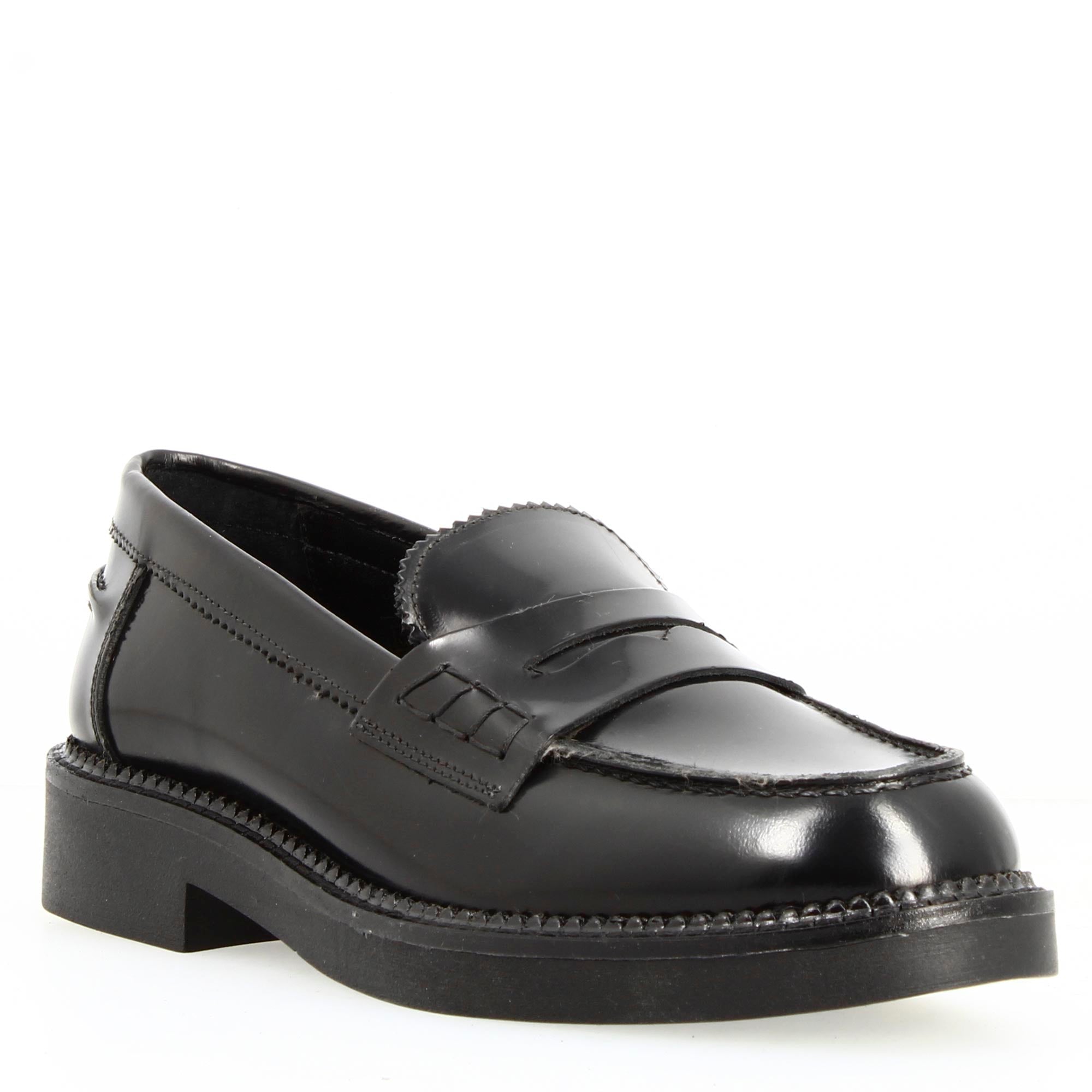 Leonardo Shoes Domitilla Mocassini Donna Nero Pelle Tacco 3 cm