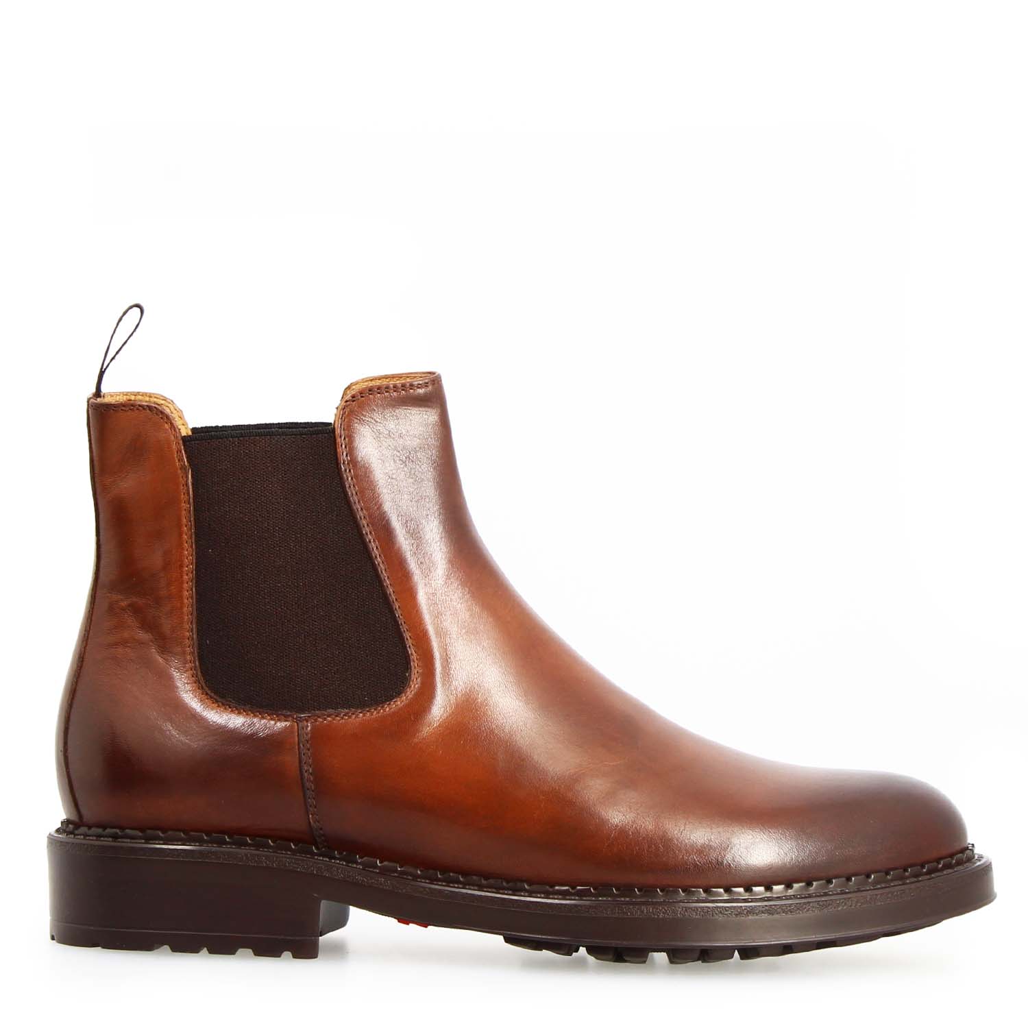 Leonardo Shoes Agusto Chelsea uomo pelle marrone suola Wearlight
