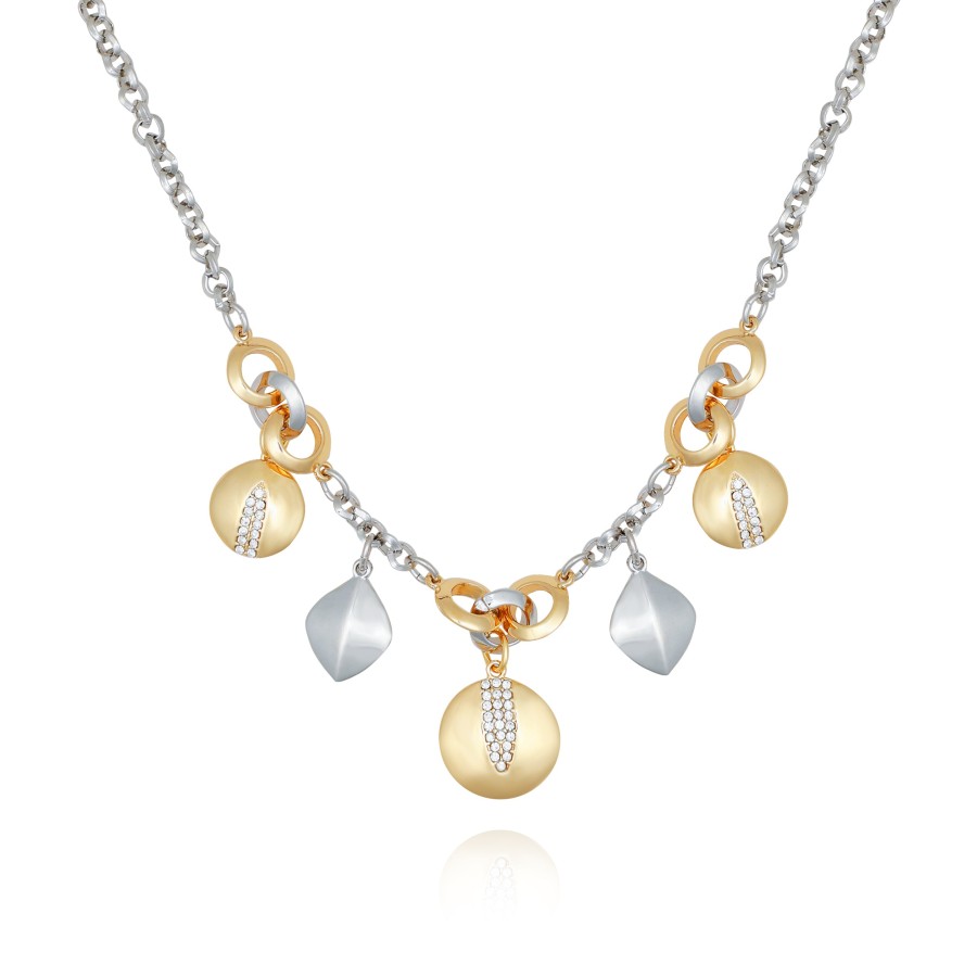 Vince Camuto Collana foglia oro bicolore corta