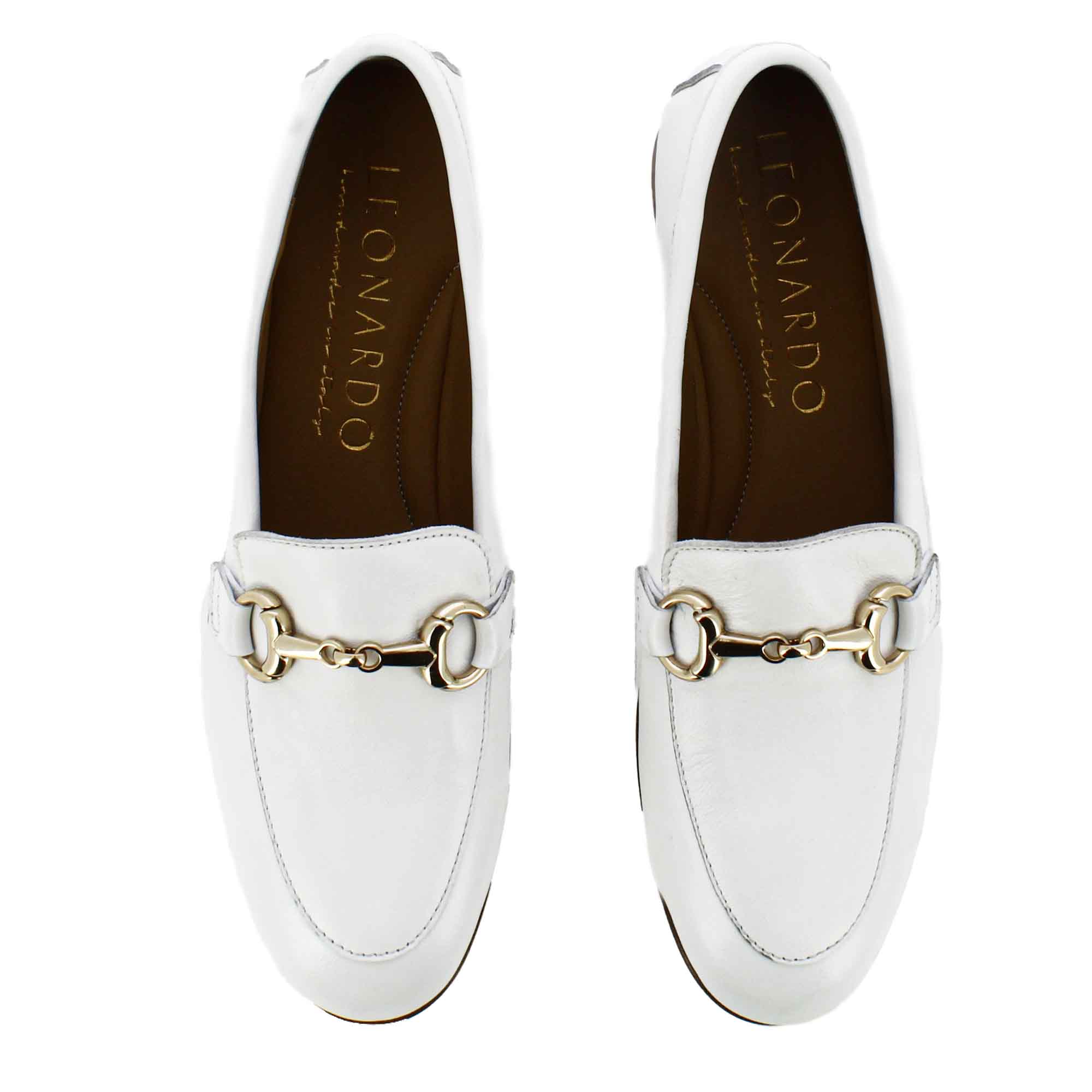 Leonardo Shoes Mocassini Donna mocassini bianco pelle morsetto
