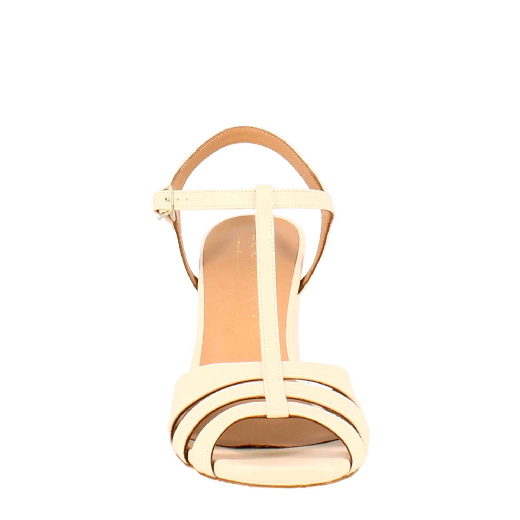 Leonardo Shoes Sandali Donna gabbia cipria tacco 8 cm