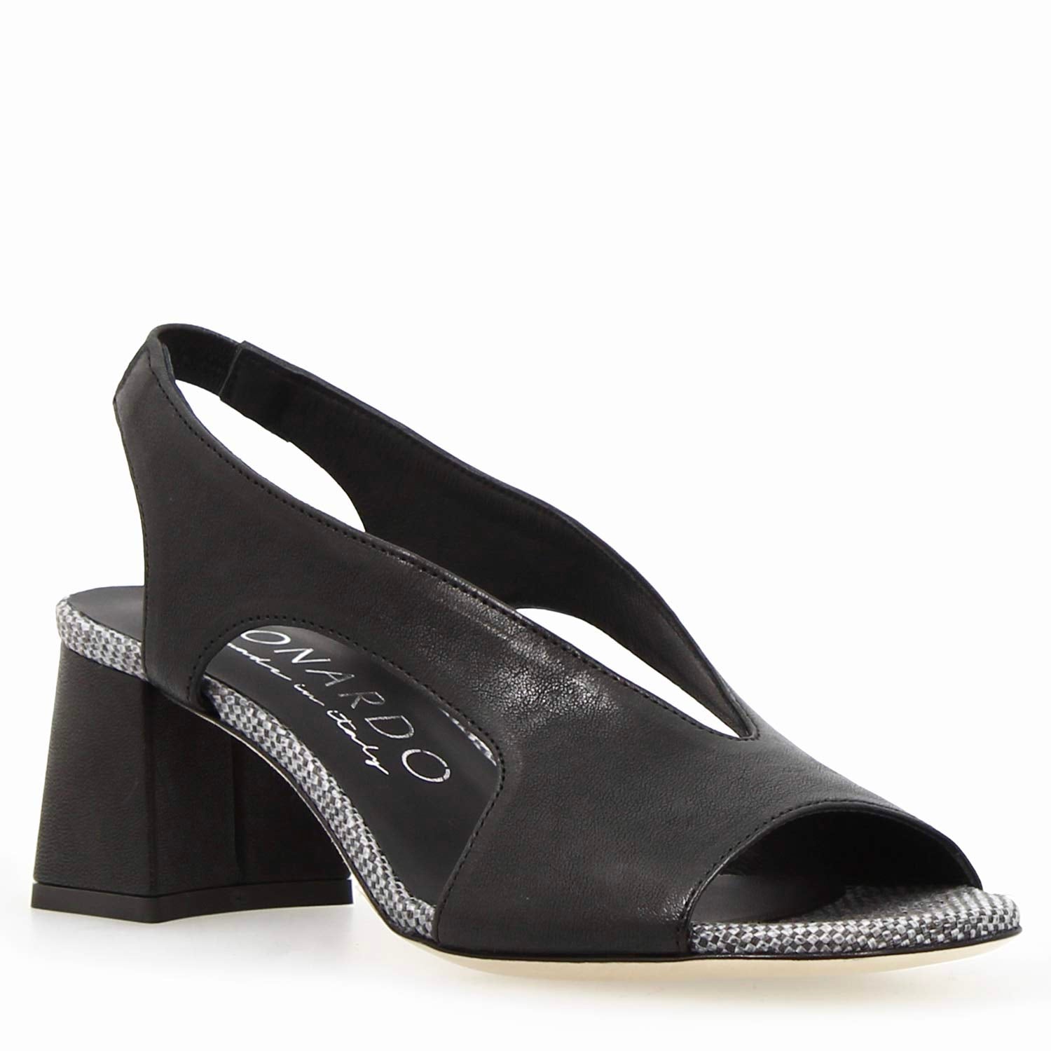 Leonardo Shoes Flavia Sandalo nappa nera tacco 7 cm