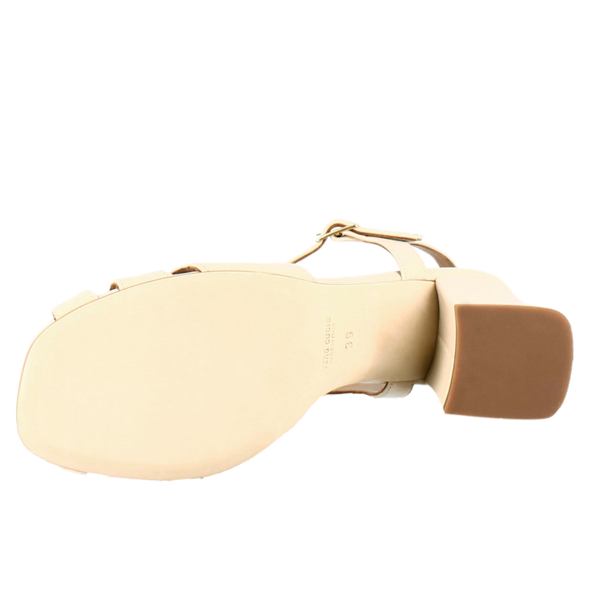 Leonardo Shoes Sandali Donna gabbia cipria tacco 8 cm