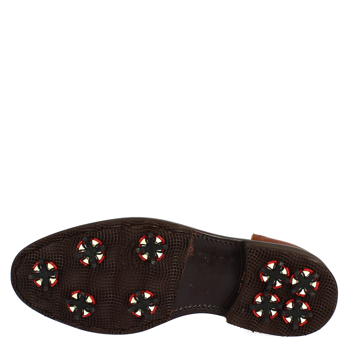 Leonardo Shoes Golf scarpe da golf bianco marrone pelle