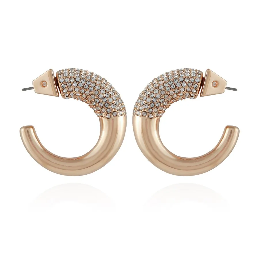 Vince Camuto orecchini cerchio aperto oro con cristalli