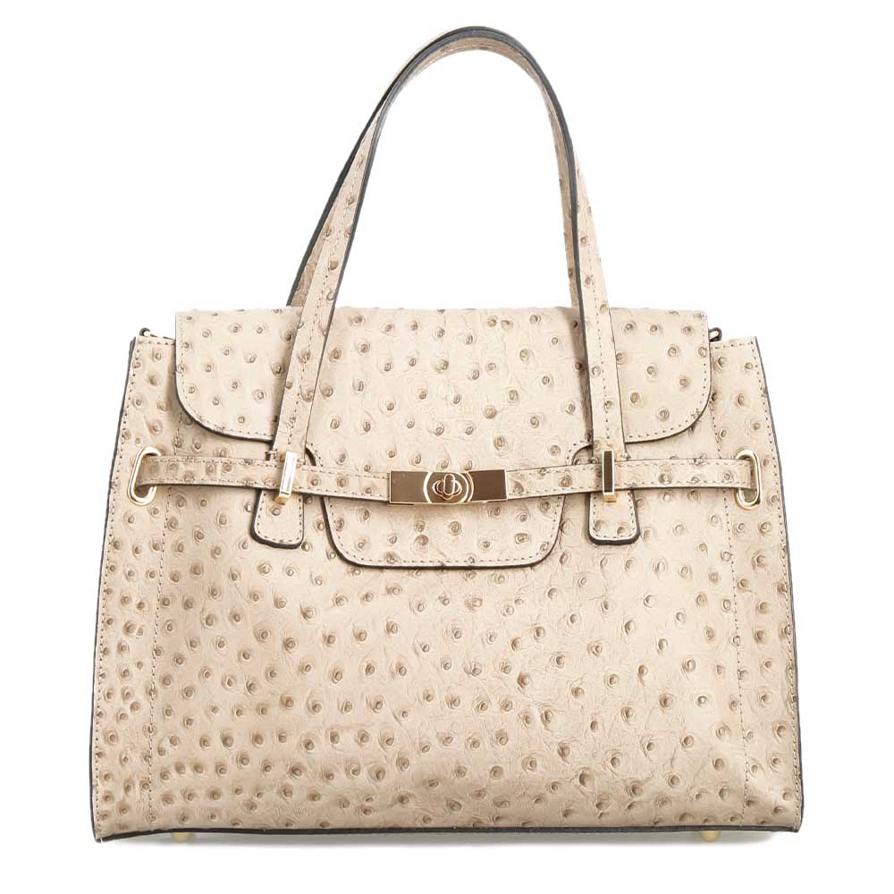 Leonardo Shoes Borse Donna Rosetta L pelle bianco stampa struzzo