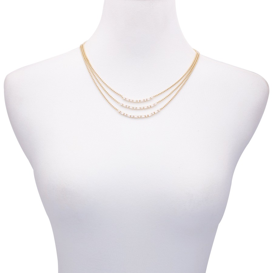 Vince Camuto collana multistrato oro cristallo 45 cm