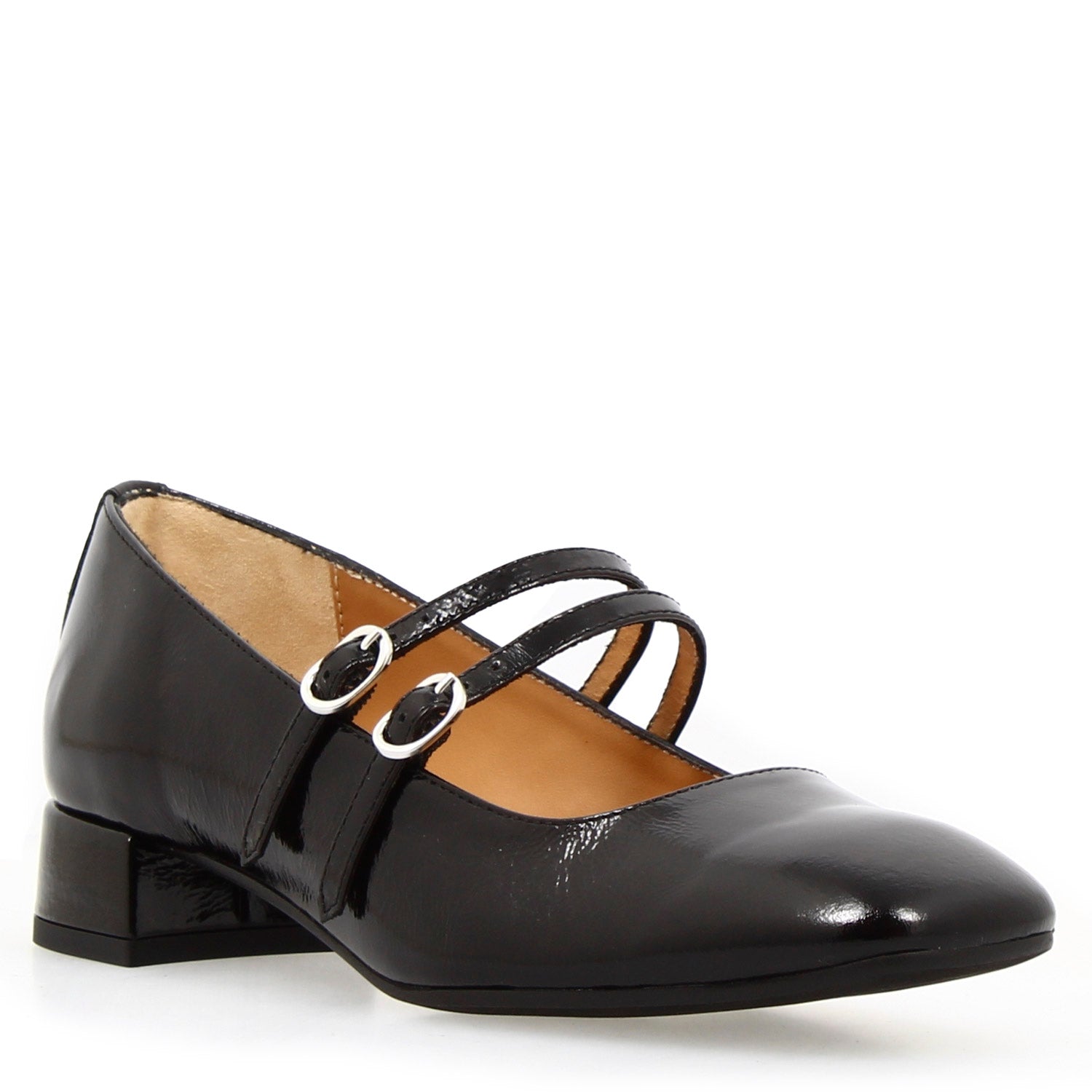 Leonardo Shoes Dalia mary jane pelle nera tacco 4 cm