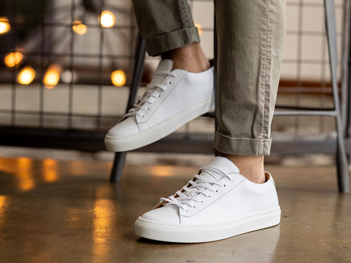 Ace Marks Duke White Sneaker Uomo Pelle Bianca Suola Bianca