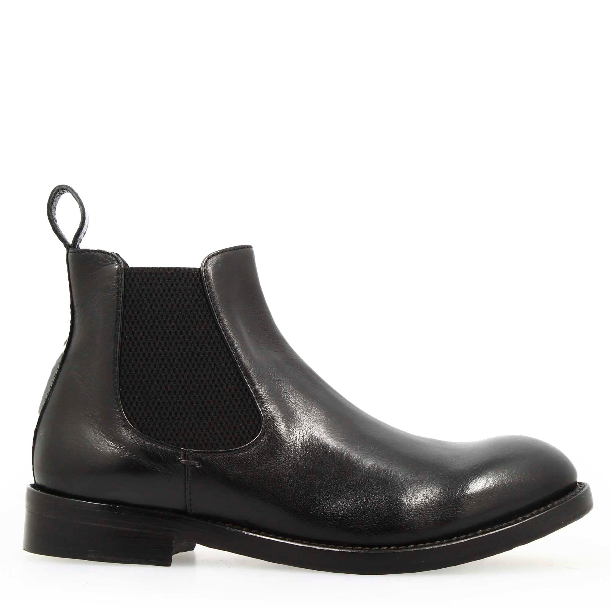 Leonardo Shoes Chelsea stivaletti pelle nero diver