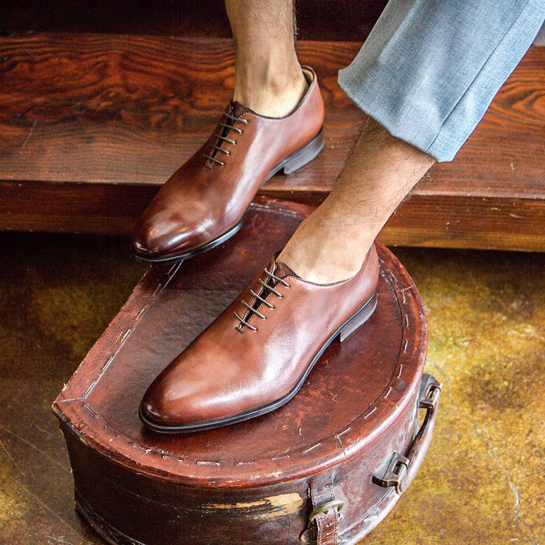 Ace Marks Carlo Wholecut Oxford scarpe oxford marrone pelle