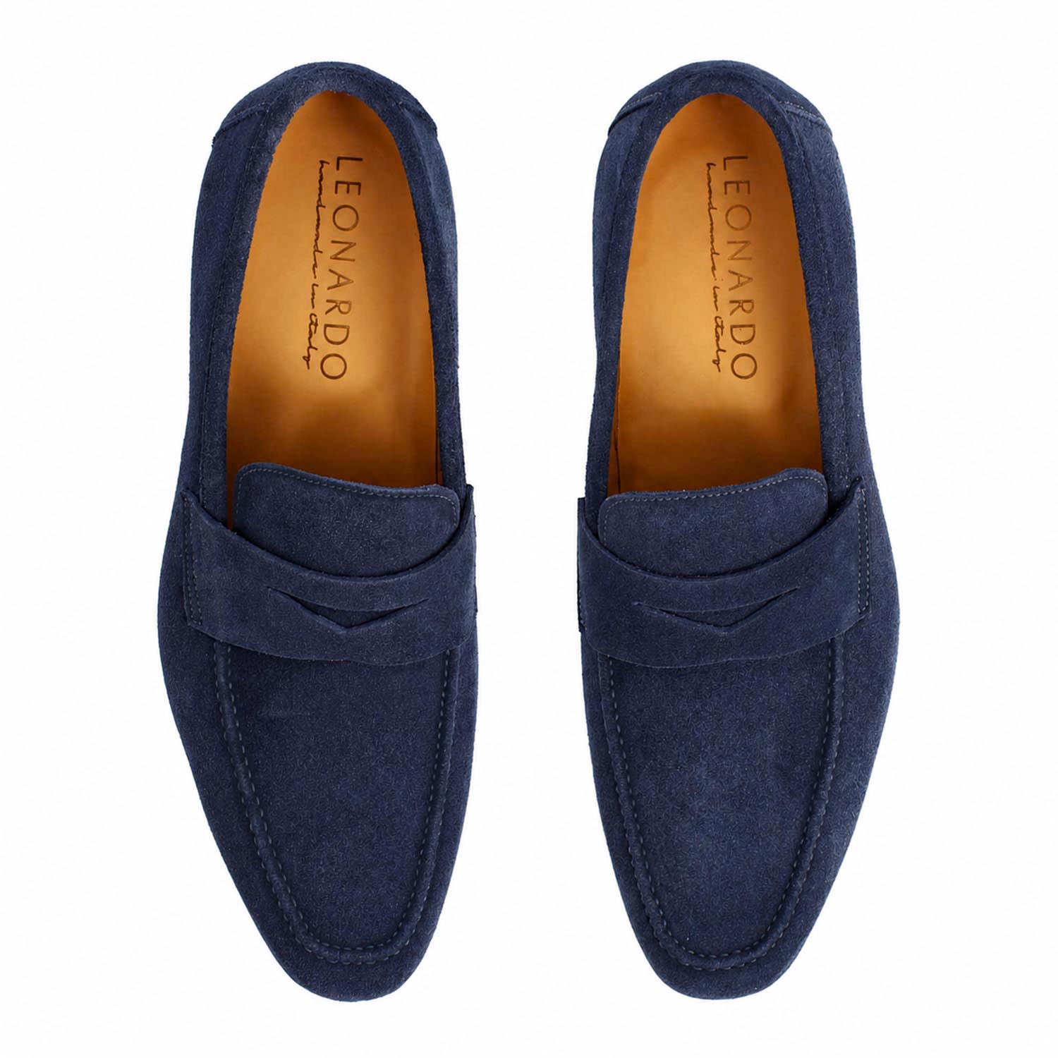 Leonardo Shoes Manfredo Blu mocassini uomo camoscio blu