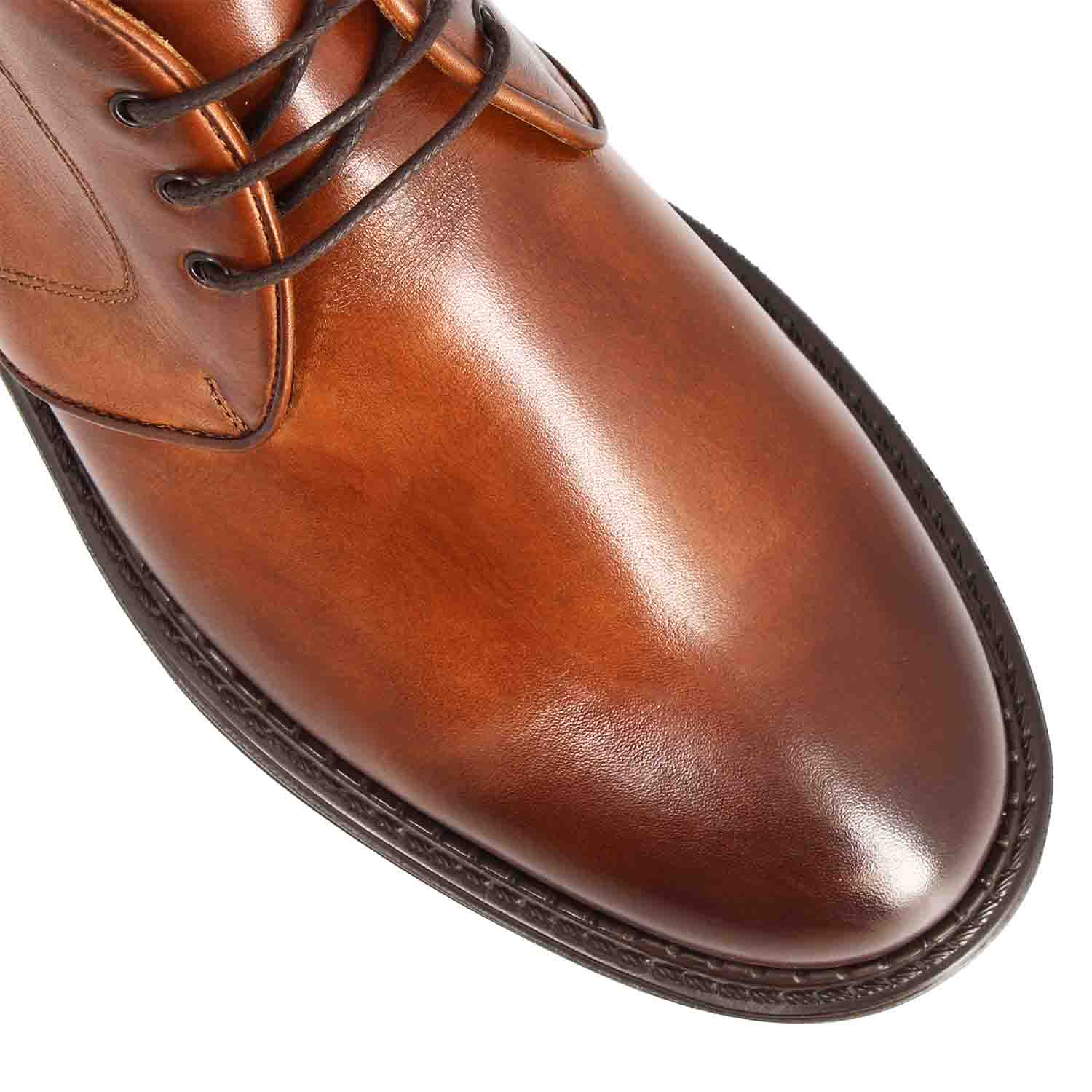 Leonardo Shoes Bacco Stivaletti Uomo Pelle Marrone Cognac