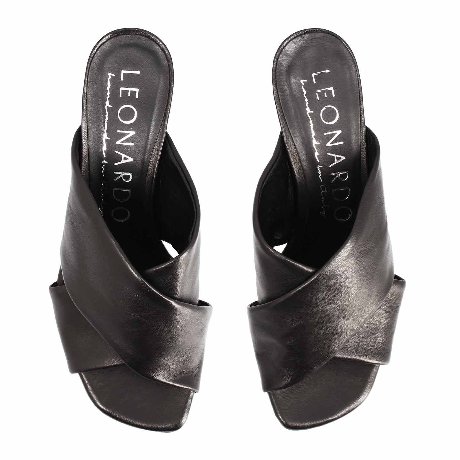 Leonardo Shoes Antiochia mules donna nero pelle