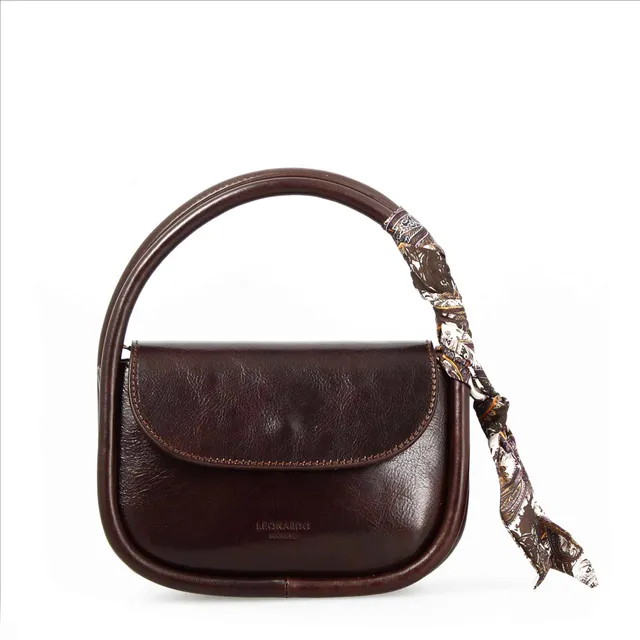 Leonardo Shoes Caterina borsa pelle marrone scuro 22 cm