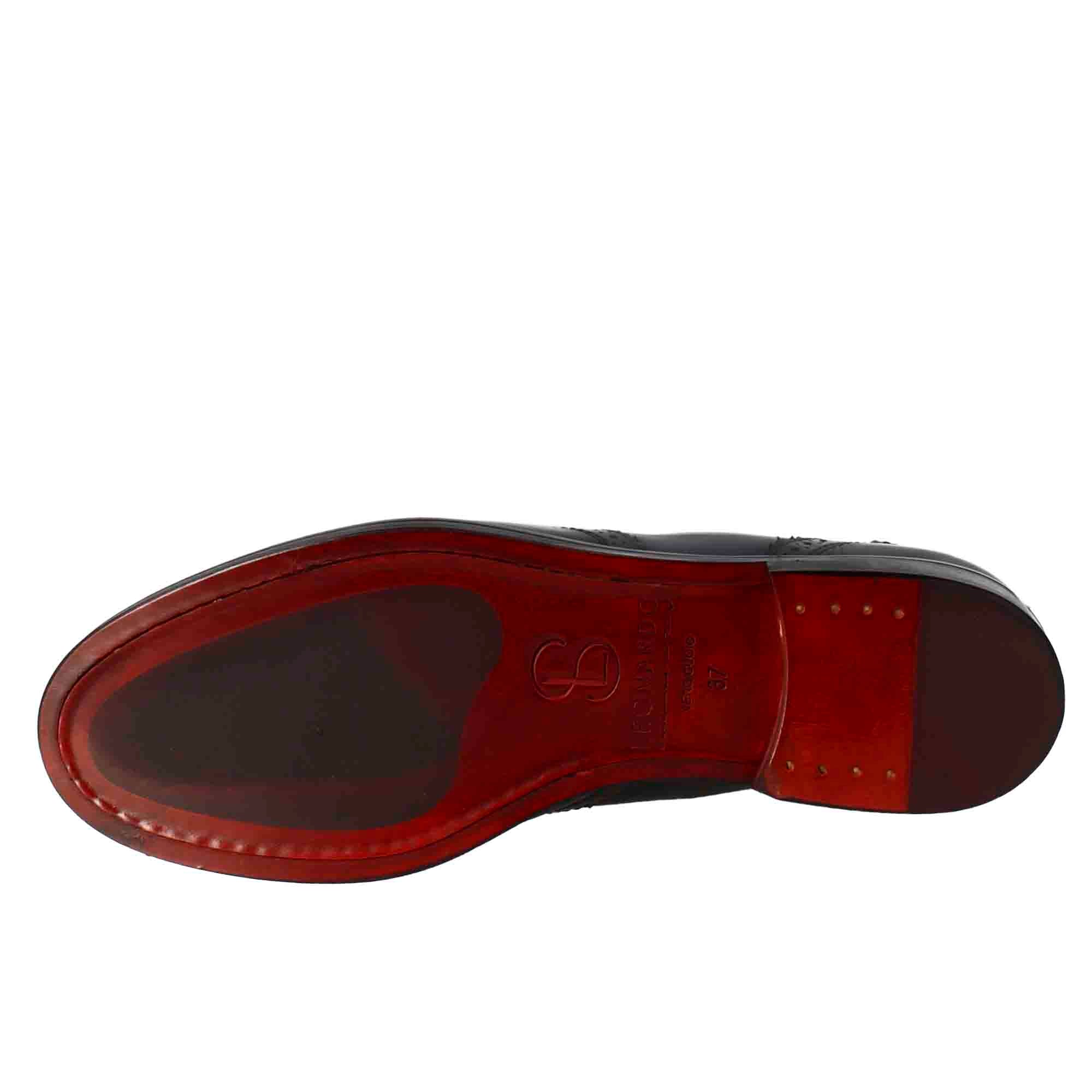 Leonardo Shoes Chelsea stivaletti donna pelle blu brogue