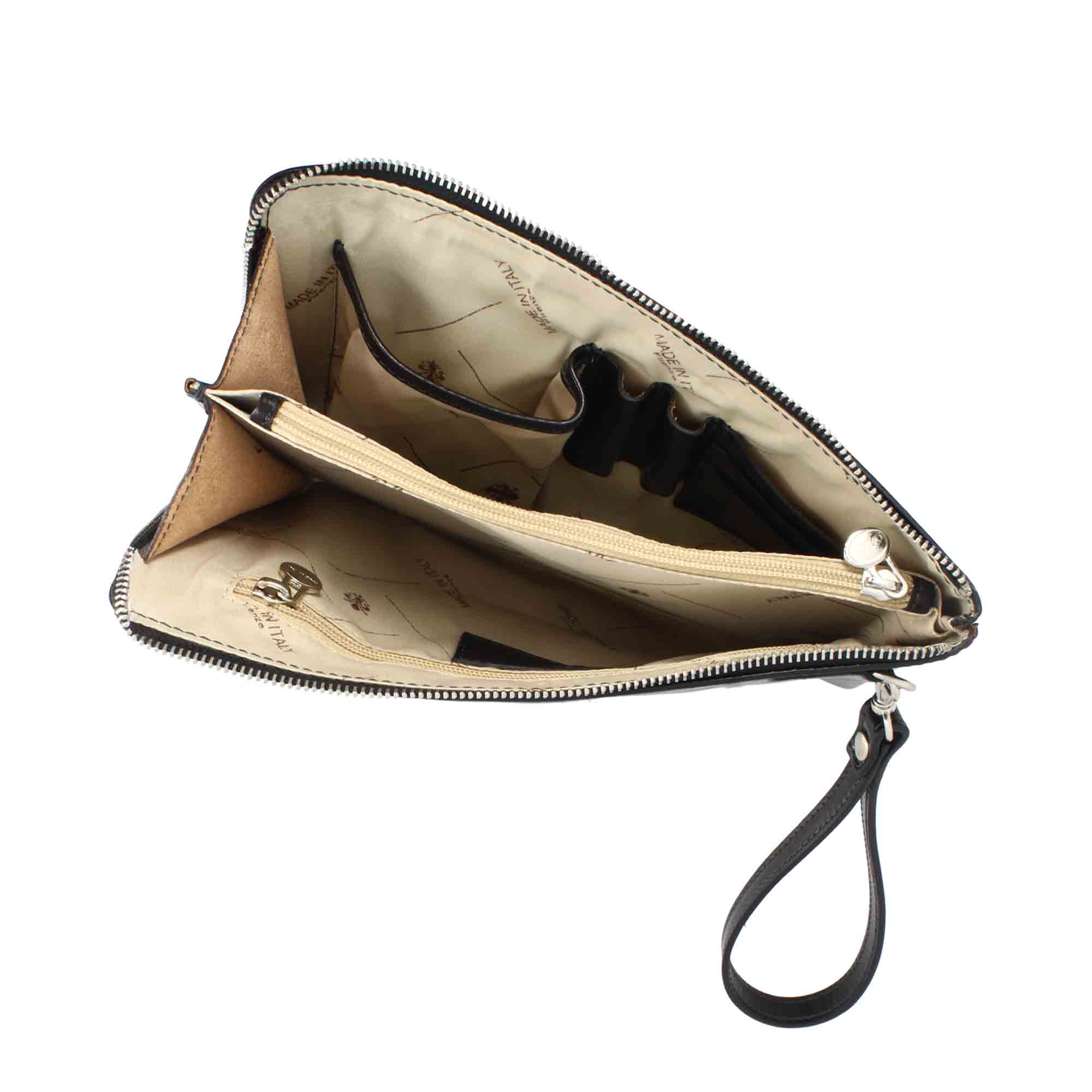 Leonardo Shoes piattina uomo pelle marrone 34 cm tre scomparti