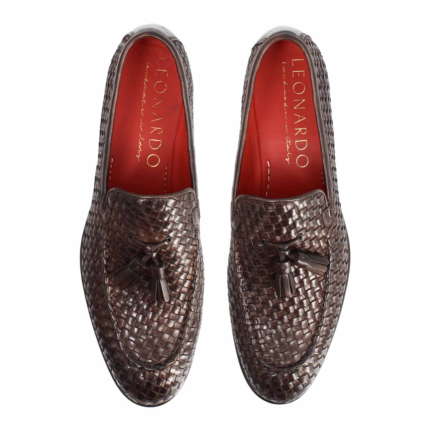 Leonardo Shoes Novello mocassino uomo pelle moro nappine