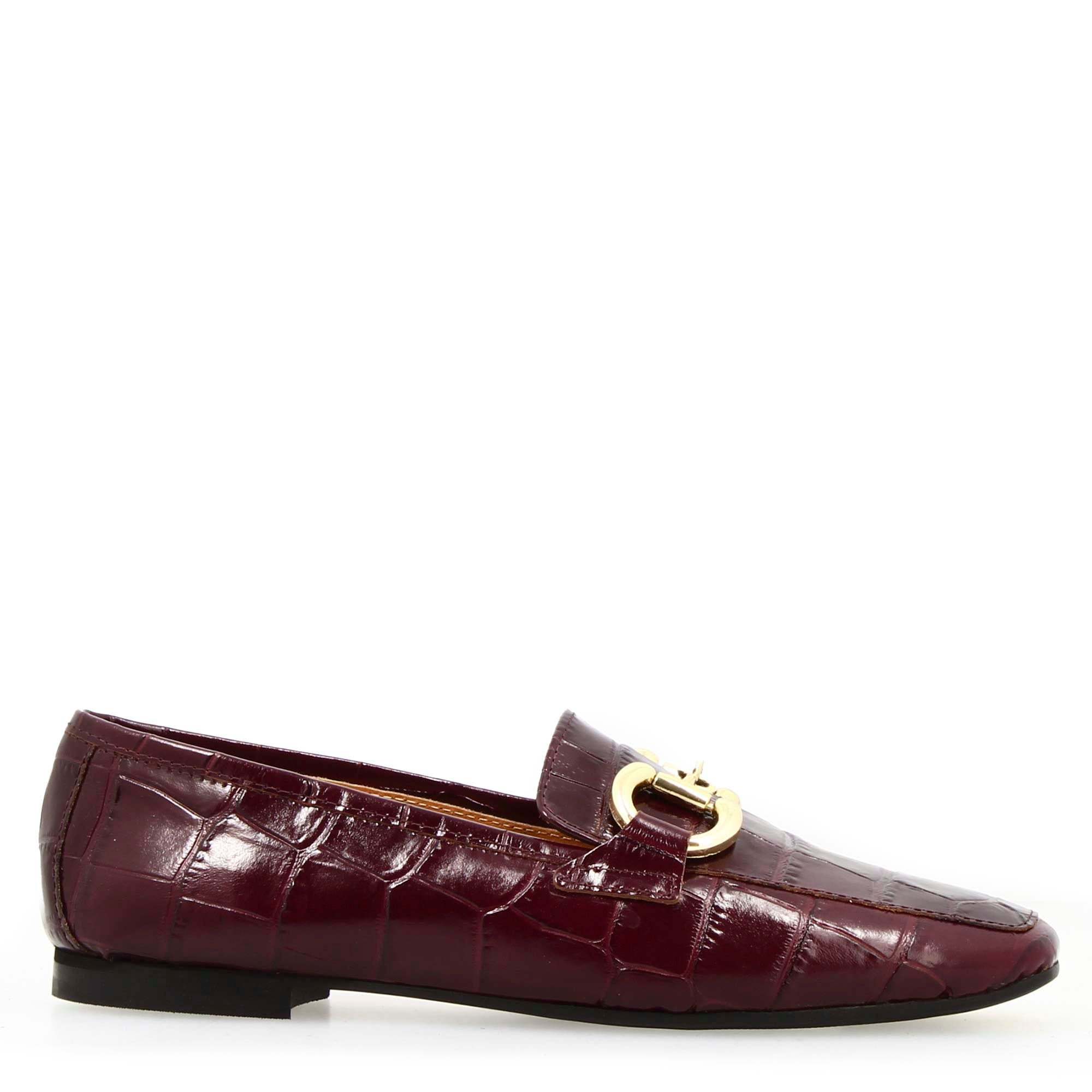 Leonardo Shoes Artemide Mocassino cocco bordeaux morsetto