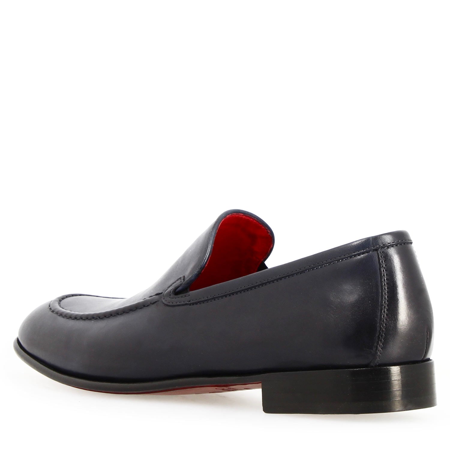 Leonardo Shoes Adriano mocassini uomo blu pelle liscia