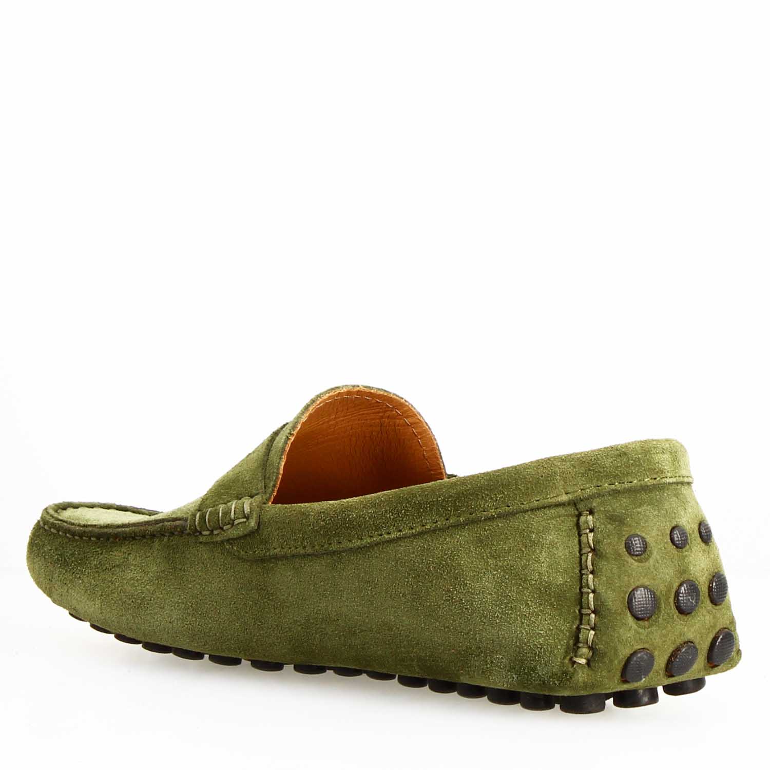 Leonardo Shoes Garda Verde Mocassino Uomo Camoscio