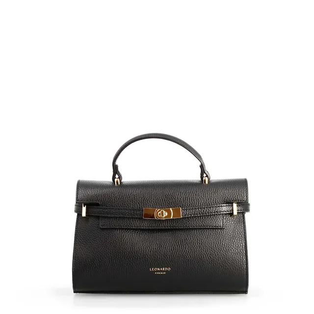Leonardo Shoes Emily borsa mano nera pelle vitello