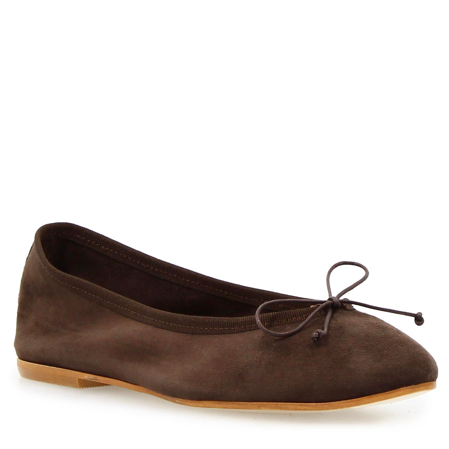 Leonardo Shoes Ballerine Fiocco Donna Camoscio Marrone