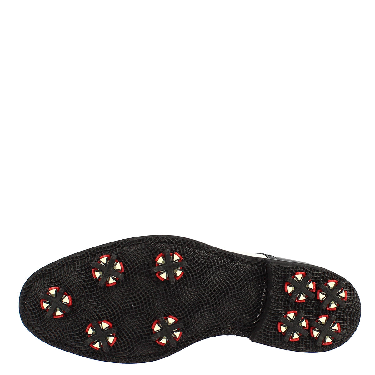 Leonardo Shoes Golf Scarpe da Golf Nero Bianco Cocco Pelle