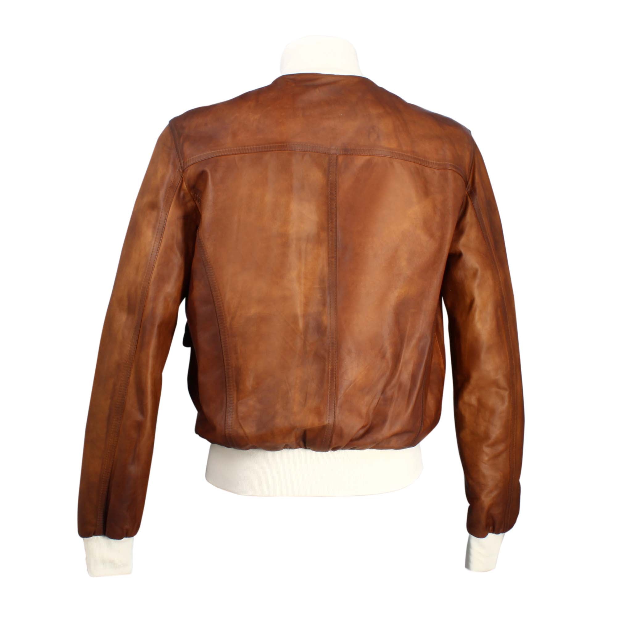 Leonardo Shoes Cefalù giacca bomber uomo marrone pelle