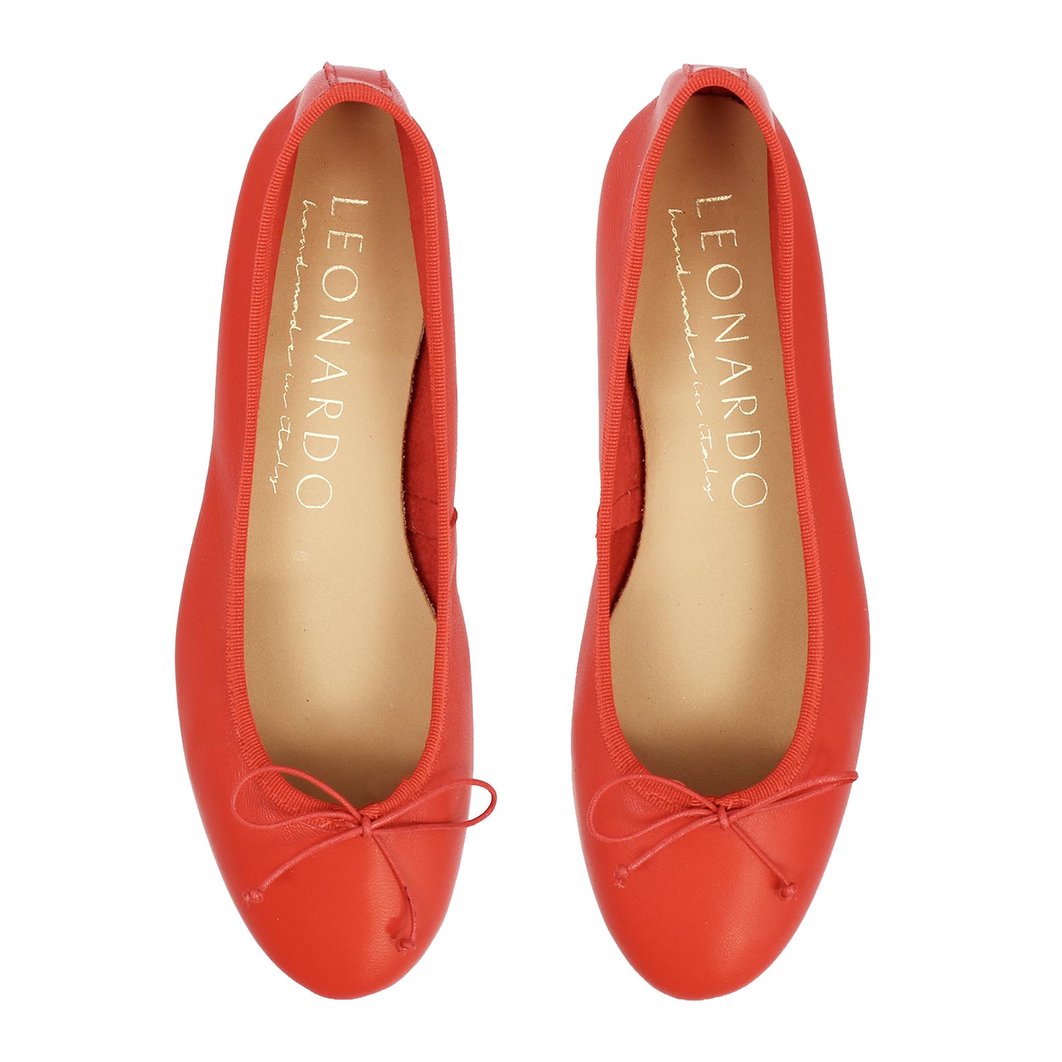 Leonardo Shoes Ballerine Donna Fiocco pelle rossa tacco basso