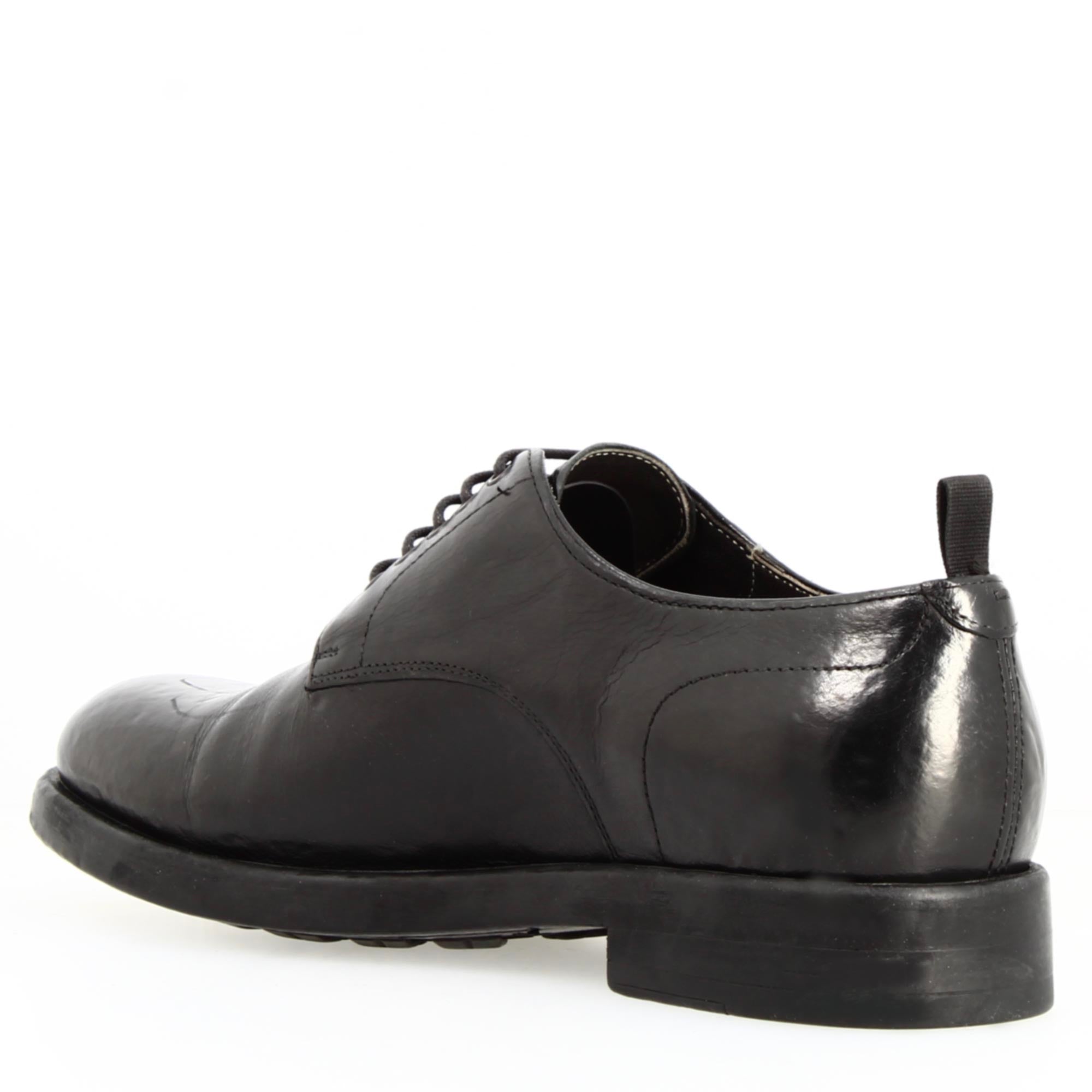 Leonardo Shoes Raffaello derby uomo nero pelle buffalo