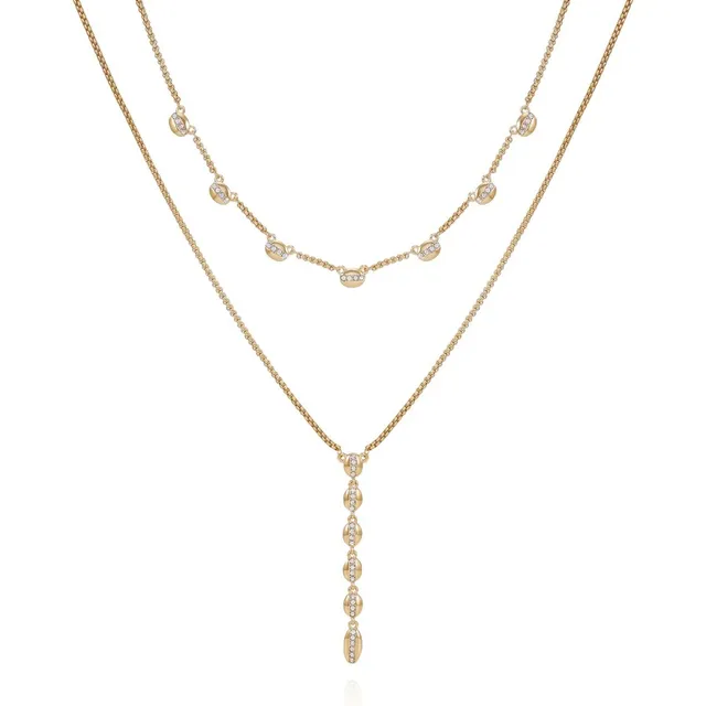 Vince Camuto Collana Strati Oro Cristallo Multistrato