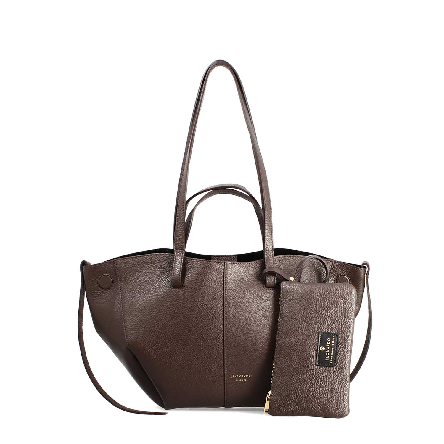 Leonardo Shoes Majestic M shopper donna pelle marrone