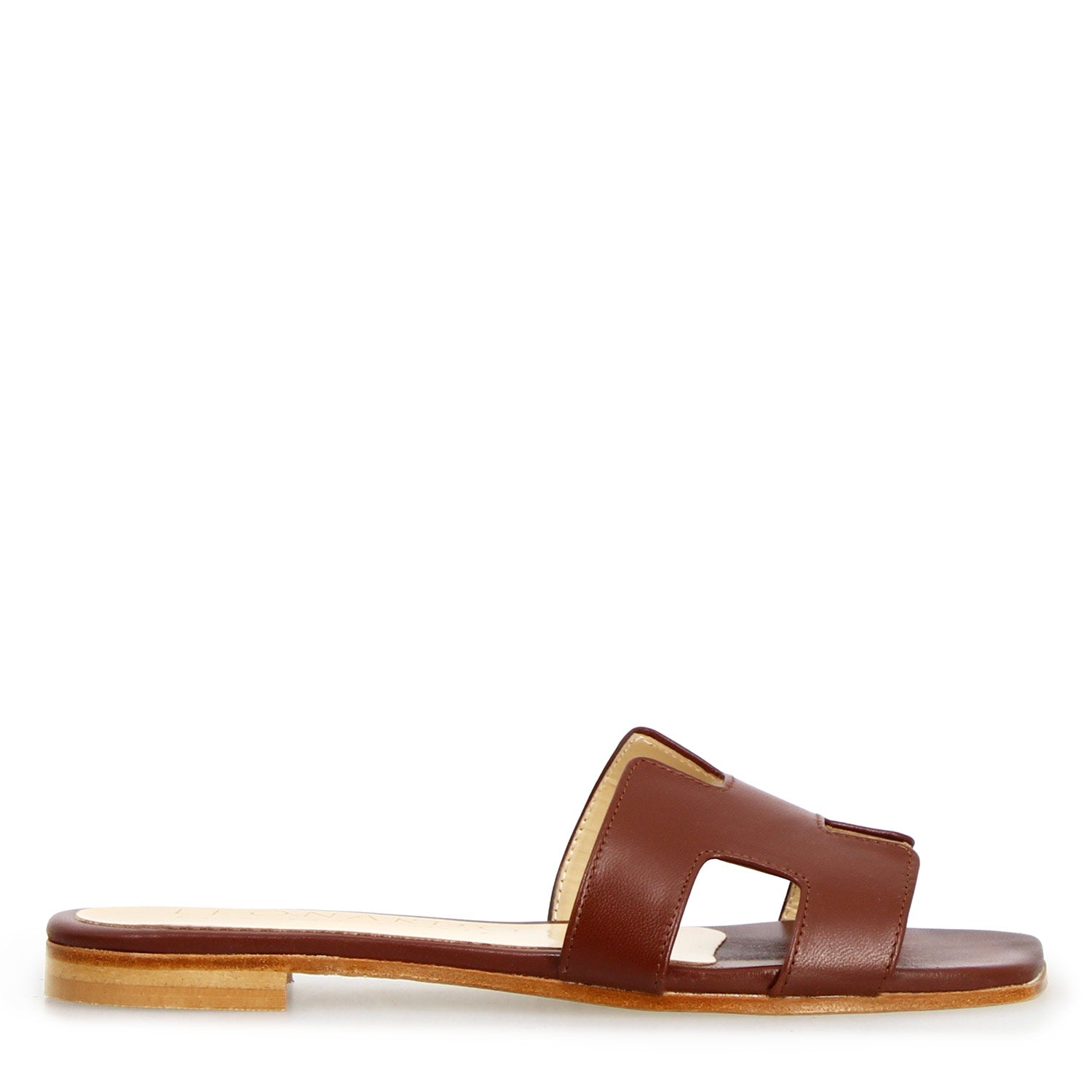 Leonardo Shoes Harmony sandalo donna marrone scuro nappa tacco 1 cm