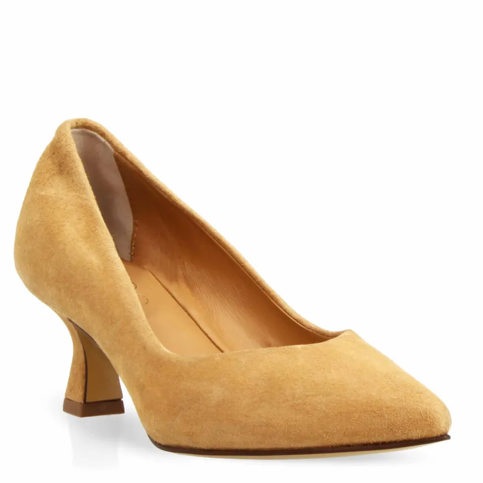 Leonardo Shoes Décolleté Donna Camoscio Beige Tacco 5