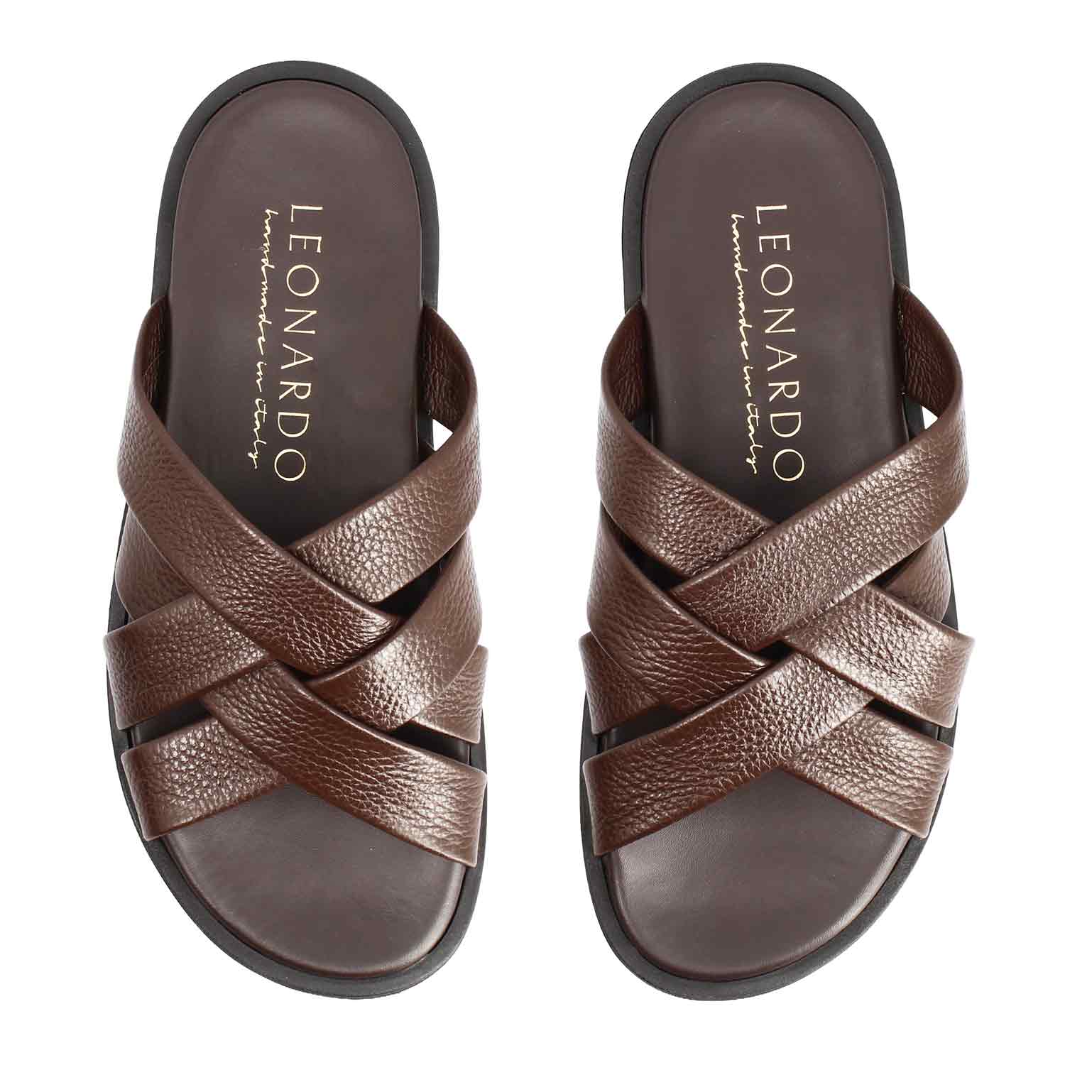 Leonardo Shoes Perseo Sandali Uomo Pelle Marrone
